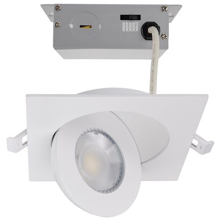 LED Direct Wire Downlight Gimbaled, 9 Watt CCT Selectable, 4 Inch Square, Remote Driver, White